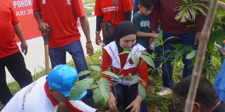 PHOTO: Merawat Pertiwi, PDI Perjuangan Kota Kendari Aksi Tanam Pohon Tebebuya