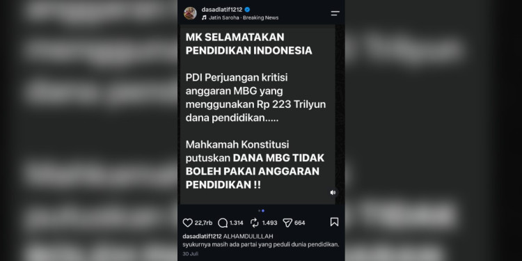 Ustadz Das’ad Latif Puji PDI Perjuangan Terkait Putusan MK Soal Anggaran MBG